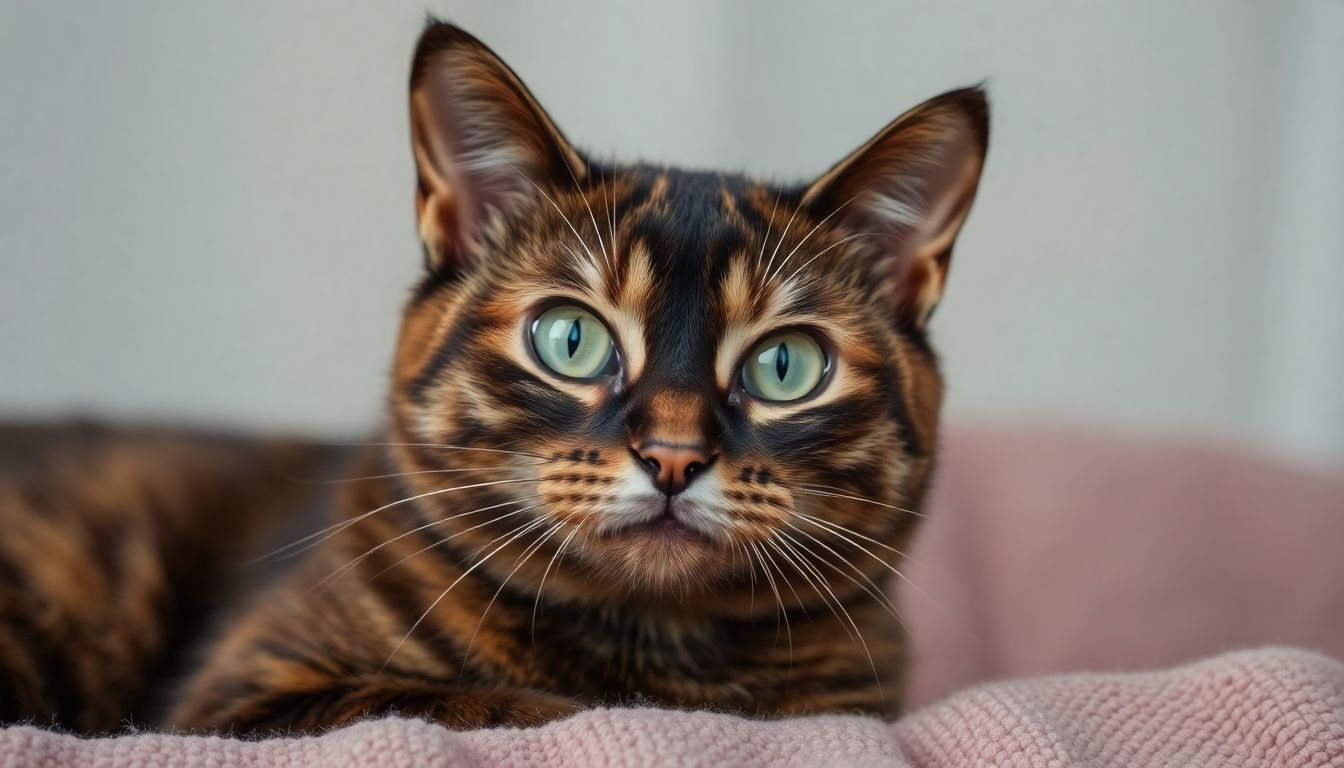 A healthy tortoiseshell cat lounging, highlighting common health issues and care tips